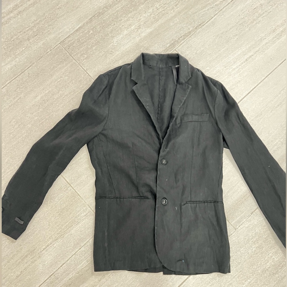 Men Black Linen Blazer